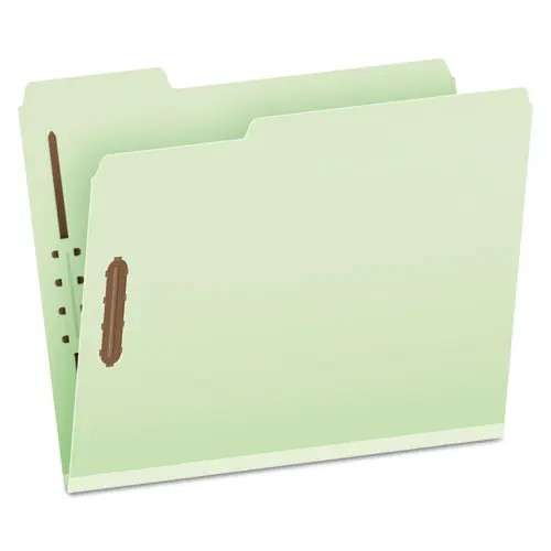 Pendaflex® Heavy-Duty Pressboard Folders with Embossed Fasteners, Letter Size, 1/3-Cut Tabs, Green, 25/Box
