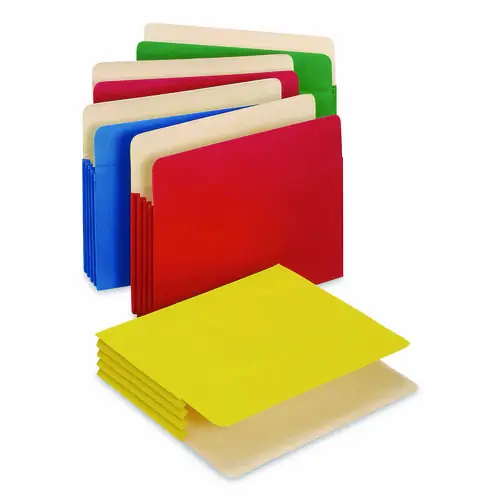 Pendaflex® Heavy Duty Reinforced File Pocket, 3.5" Expansion, Letter Size, Randomly Assorted Colors, 5/Box