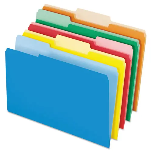 Pendaflex® Interior File Folders, 1/3-Cut Tabs, Legal Size, Assorted Colors, 100/Box