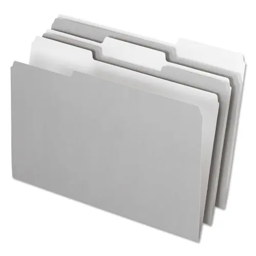 Pendaflex® Interior File Folders, 1/3-Cut Tabs, Assorted Positions, Legal Size, Gray, 100/Box