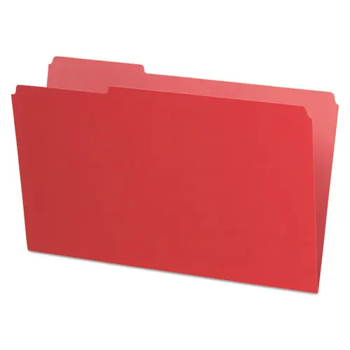 Pendaflex® Interior File Folders, 1/3-Cut Tabs, Assorted Positions, Legal Size, Red, 100/Box