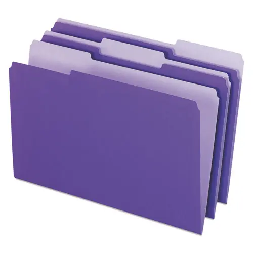 Pendaflex® Interior File Folders, 1/3-Cut Tabs, Assorted Positions, Legal Size, Violet, 100/Box