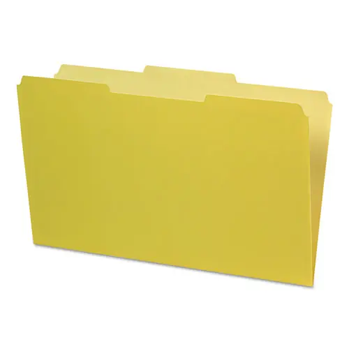 Pendaflex® Interior File Folders, 1/3-Cut Tabs, Assorted, Legal Size, Yellow, 100/Box