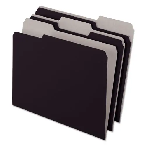 Pendaflex® Interior File Folders, 1/3-Cut Tabs, Assorted Positions, Letter Size, Black/Gray, 100/Box