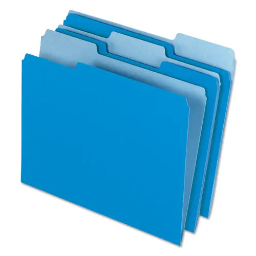 Pendaflex® Interior File Folders, 1/3-Cut Tabs, Assorted, Letter Size, Blue, 100/Box