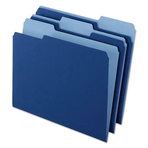 Pendaflex® Interior File Folders, 1/3-Cut Tabs, Assorted Positions, Letter Size, Navy Blue, 100/Box