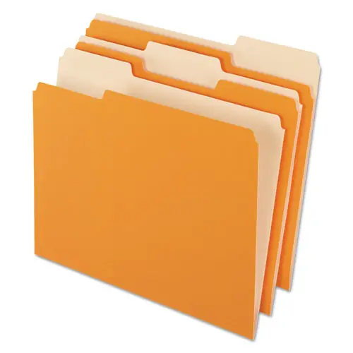 Pendaflex® Interior File Folders, Letter Size, Orange, 1/3-Cut Tabs, 100/Box