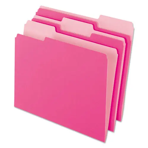 Pendaflex® Interior File Folders, 1/3-Cut Tabs, Letter Size, Pink, 100/Box