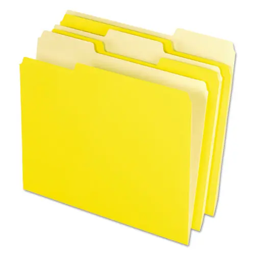Pendaflex® Interior File Folders, 1/3-Cut Tabs, Assorted Positions, Letter Size, Yellow, 100/Box