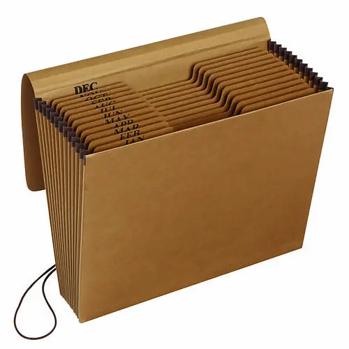 Pendaflex® Kraft Indexed Expanding File, 12 Sections, Elastic Cord Closure, 1/12-Cut Tabs, Letter Size, Brown