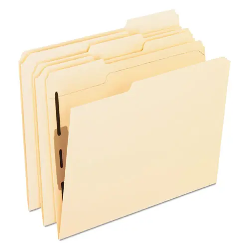 Pendaflex® Manila Fastener Folders with Bonded Lesspace Fasteners, 2 Fasteners, Letter Size, Manila Exterior, 50/Box