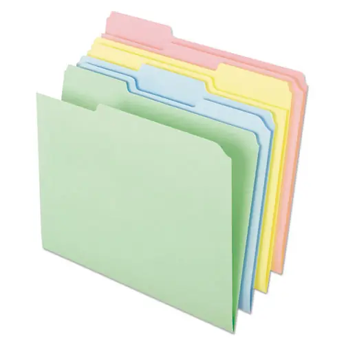 Pendaflex® Pastel Colored File Folders, 1/3-Cut Tabs, Letter Size, Assorted Colors, 100/Box