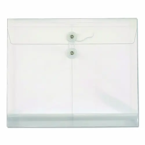 Pendaflex® Poly String and Button Envelope, 1.25" Expansion, String/Button Closure, 13" x 10", Clear, 5/Pack