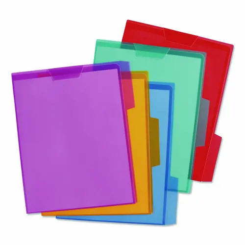 Pendaflex® Poly View Colored File Folders, 1/3-Cut Tabs, Assorted Positions, Letter Size, Assorted Colors, 5/Pack