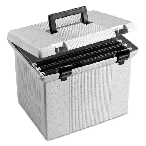 Pendaflex® Portable File Boxes, Letter Files, Granite, 13.88" x 14" x 11.13"