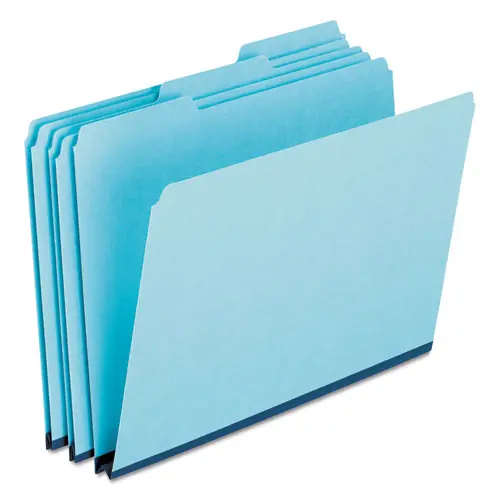 Pendaflex® Pressboard Expanding File Folders, 1/3-Cut Tabs, Assorted Positions, Legal Size, 1" Expansion, Blue, 25/Box