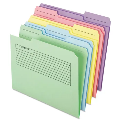 Pendaflex® Printed Notes Folder, 1/3-Cut Tabs, Letter Size, Assorted Colors, 30/Pack