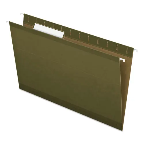 Pendaflex® Reinforced Hanging File Folders with Printable Tab Inserts, Legal Size, 1/3-Cut Tabs, Standard Green, 25/Box