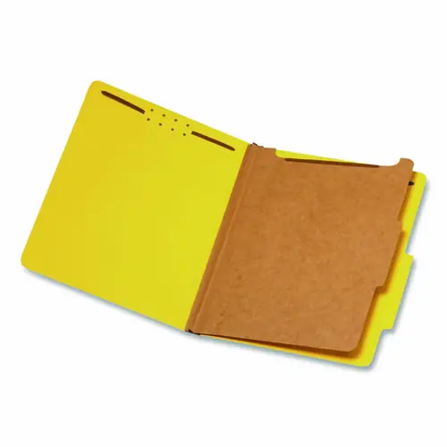 Pendaflex® Reinforced Pressboard Classification Folders, Letter Size, Yellow, 1 Divider, 4 Fasteners, 1.75" Expansion, 10/Box