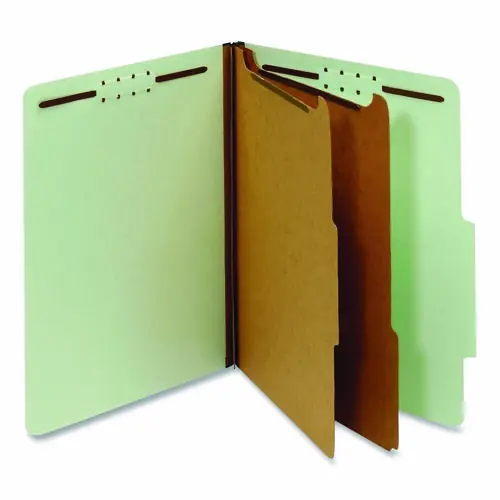 Pendaflex® Reinforced Pressboard Classification Folders, Letter Size, Green, 2 Dividers, 6 Fasteners, 2.5" Expansion, 10/Box