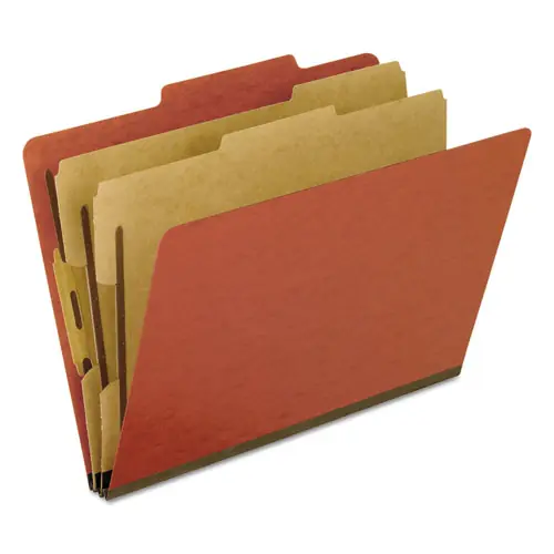 Pendaflex® Six-Section Pressboard Classification Folders, Letter Size, Red, 10/Box