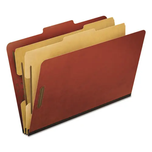 Pendaflex® Six-Section Pressboard Classification Folders, Legal Size, Red, 10/Box