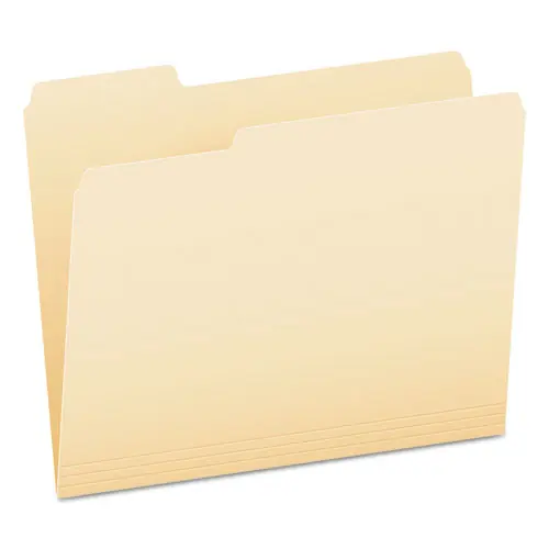 Pendaflex® SmartShield Top Tab File Folders, 1/3-Cut Tabs, Assorted Positions, Letter Size, Manila, 100/Box
