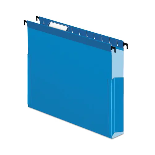 Pendaflex® SureHook Reinforced Extra-Capacity Hanging Box File, Letter Size, 3" Expansion, 1/5-Cut Tabs, Blue, 25/Box