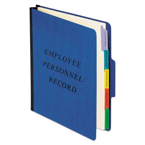 Pendaflex® Vertical-Style Personnel Folders, Letter Size, Blue, 2" Expansion, 5 Dividers, 2 Fasteners