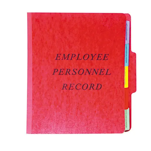 Pendaflex® Vertical-Style Personnel Folders, Letter Size, Red Exterior, 2" Expansion, 5 Dividers, 2 Fasteners