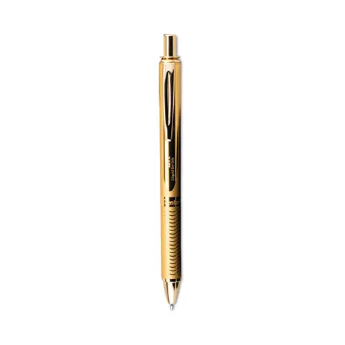 Pentel® EnerGel Alloy Gel Pen, Retractable, Medium Point, 0.7 mm, Black Ink, Gold Barrel