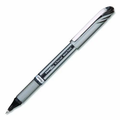 Pentel® EnerGel NV Gel Pen, Medium Point (0.7 mm), Black Ink, Gray/Black Barrel, Stick