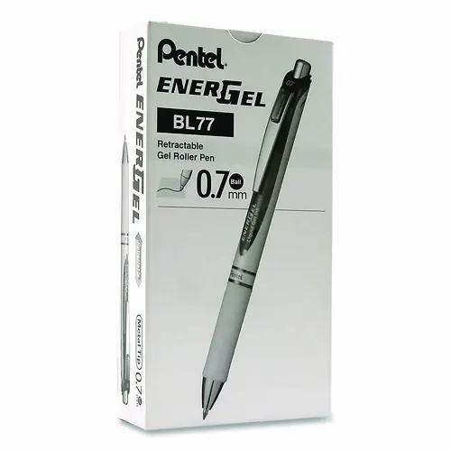 Pentel® EnerGel RTX Deluxe Gel Pen, Retractable, Medium 0.7 mm, Black Ink, Pearl/Translucent Pink Barrel, Dozen