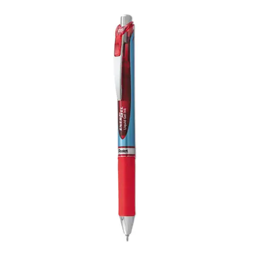 Pentel® EnerGel RTX Gel Pen, Retractable, Fine 0.5 mm, Red Ink, Red/Blue Barrel