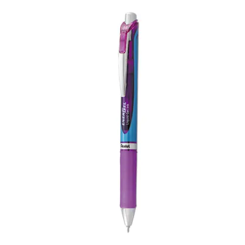Pentel® EnerGel RTX Gel Pen, Retractable, Fine 0.5 mm, Violet Ink, Violet/Blue Barrel