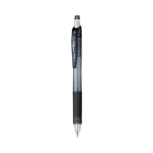 Pentel® EnerGel RTX Gel Pen, Retractable, Medium Point, 0.7 mm, Black Ink, Gray/Black Barrel, 5/Pack
