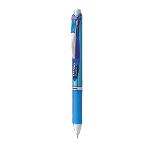 Pentel® EnerGel RTX Gel Pen, Retractable, Medium 0.7 mm, Blue Ink, Blue/Light Blue Barrel