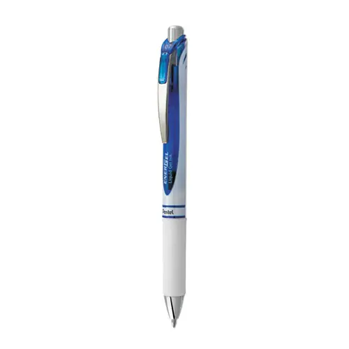 Pentel® EnerGel RTX Gel Pen, Retractable, Medium 0.7 mm, Blue Ink, White/Translucent Blue Barrel