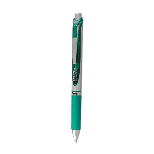 Pentel® EnerGel RTX Gel Pen, Retractable, Medium 0.7 mm, Green Ink, Green/Gray Barrel