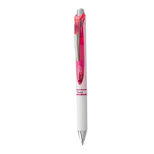 Pentel® EnerGel RTX Gel Pen, Retractable, 0.7 mm Medium Point, Pink Ink, White/Translucent Pink Barrel