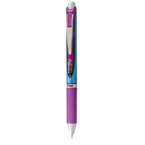 Pentel® EnerGel RTX Gel Pen, Retractable, Medium Point, 0.7 mm, Violet Ink, Violet/Blue Barrel