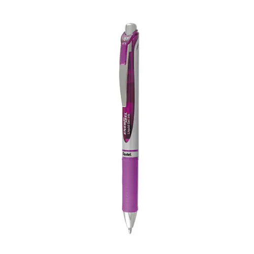 Pentel® EnerGel RTX Gel Pen, Retractable, Medium 0.7 mm, Violet Ink, Violet/Gray Barrel
