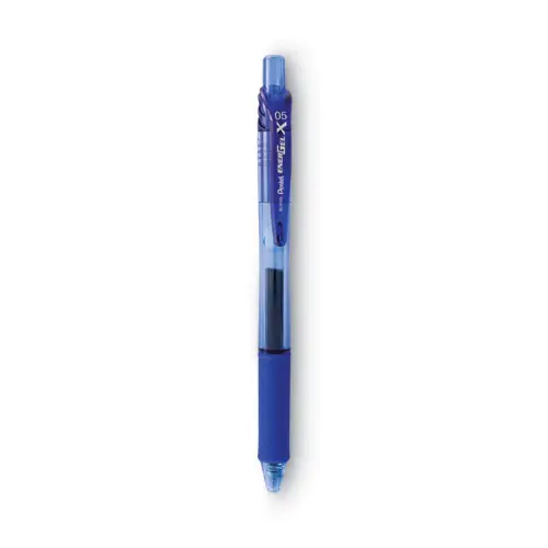 Pentel® EnerGel-X Gel Pen, Retractable, Fine 0.5 mm, Blue Ink, Translucent Blue/Blue Barrel, Dozen