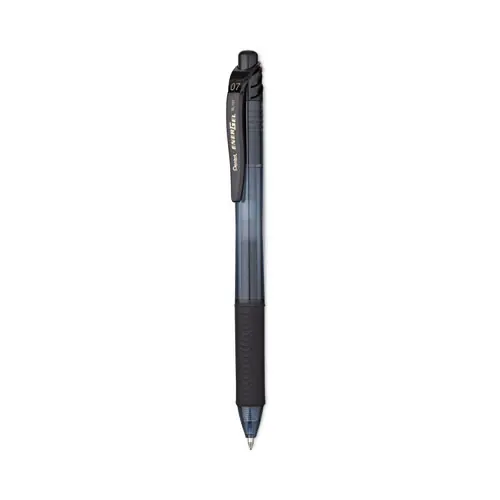 Pentel® EnerGel-X Gel Pen, Retractable, Medium 0.7 mm, Black Ink, Smoke/Black Barrel, 24/Pack