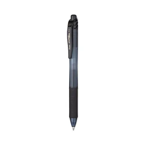 Pentel® EnerGel-X Gel Pen, Retractable, Medium, 0.7 mm, Black Ink, Smoke/Black Barrel, Dozen