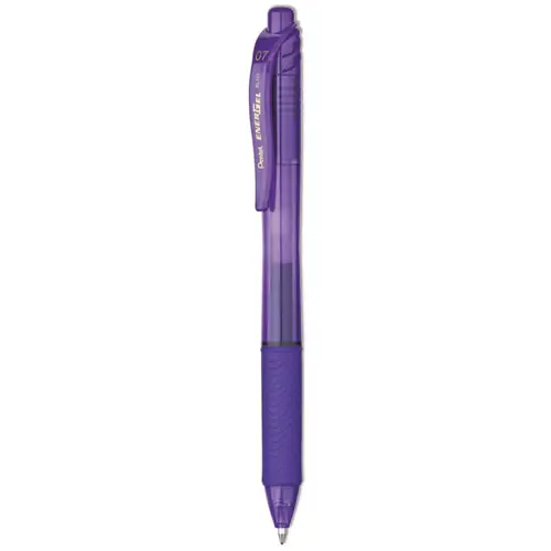 Pentel® EnerGel-X Gel Pen, Retractable, Medium 0.7 mm, Violet Ink, Translucent Violet/Violet Barrel, Dozen