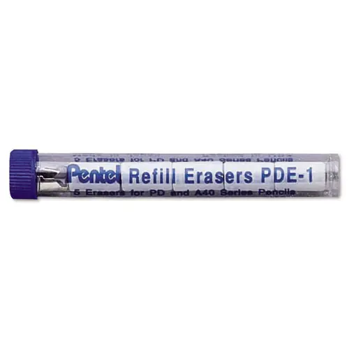 Pentel® Eraser Refills for Pentel Champ®, e-sharp™, Jolt™, Icy™, and Quicker Clicker™ Mechanical Pencils, 5 Erasers per Tube