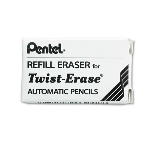 Pentel® Eraser Refills for Side FX and Twist-Erase Mechanical Pencils, White, 3 Refills per Tube