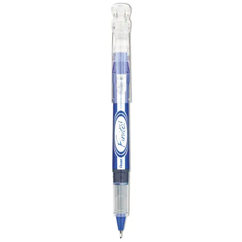 Pentel® Finito! Porous Point Pen, Extra-Fine 0.4 mm, Blue Ink, Blue/Silver/Clear Barrel