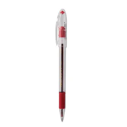Pentel® R.S.V.P. Ballpoint Pen, Medium 1 mm, Red Ink, Clear/Red Barrel, Dozen